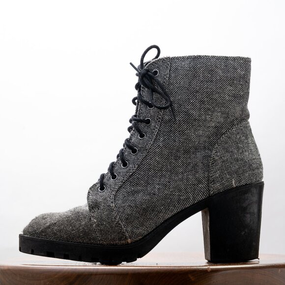 Metaphor Women's Size 7 Tinley Lace-Up High Heel Boot - Gray & Black - Picture 3 of 8